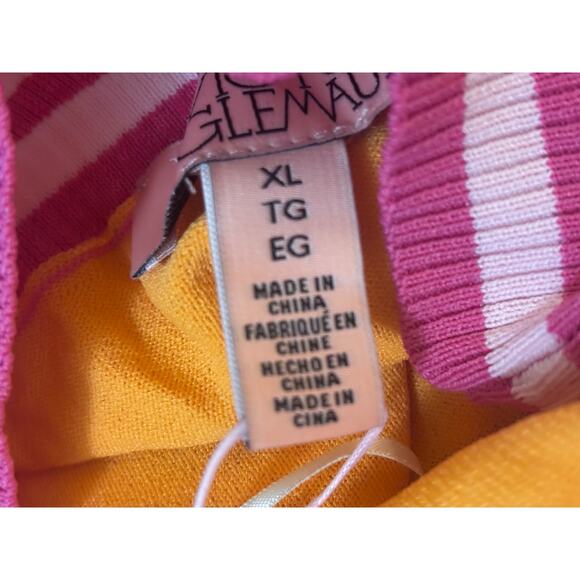 Victor Glemaud Striped Trim Cardigan, Bold Orange, Pink, Women's Size XL, NWT - Picture 4 of 5